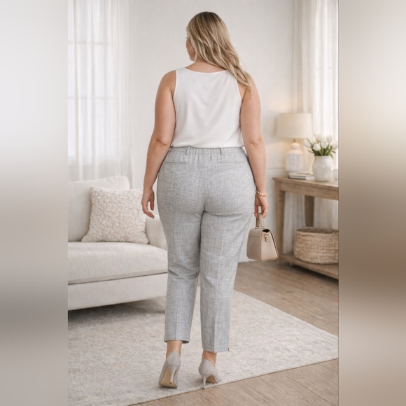 Talbots Hampshire Gray Ankle Pants Straight Leg Mid Rise Plus 20WP Retail $139 - Picture 2 of 14